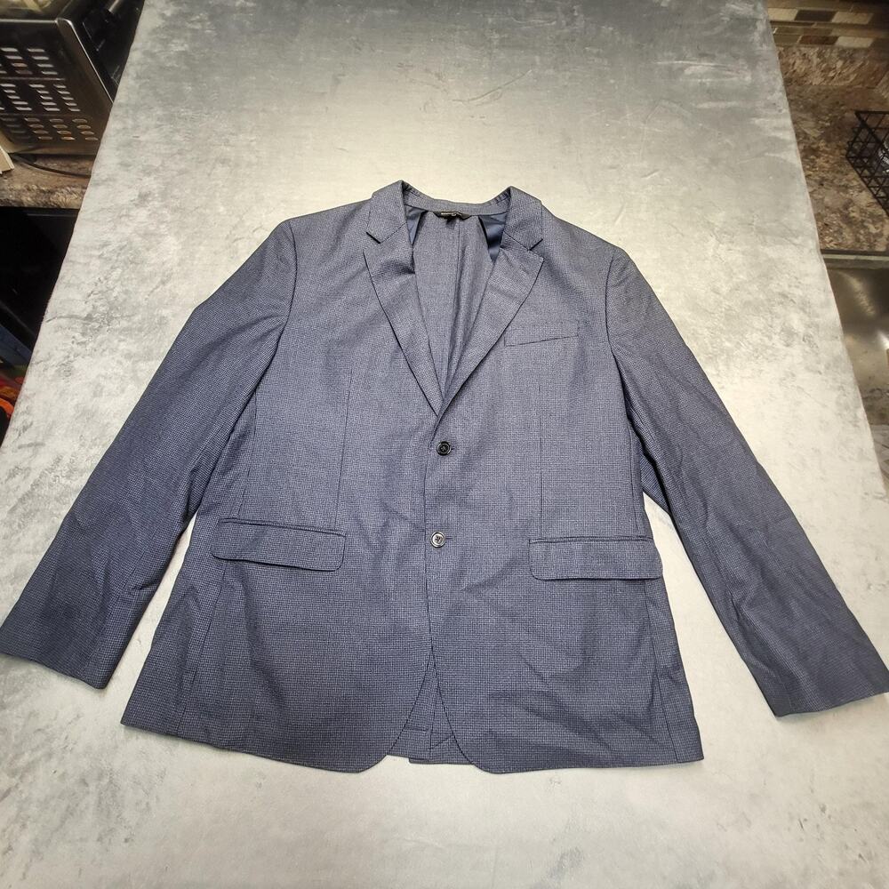 Banana Republic Suit Jacket Mens 48 Blue Check Slim Fit Wool Blend Notch Lapel